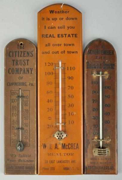 Appraisal: Lot of Wooden Advertising Thermometers Description Includes McCrea Real Estate