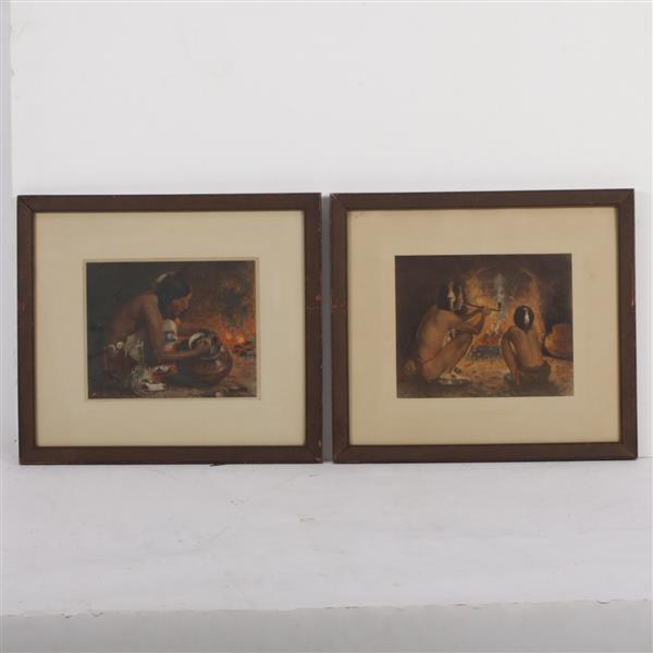 Appraisal: Pair E Irving Couse framed Native American Prints x image