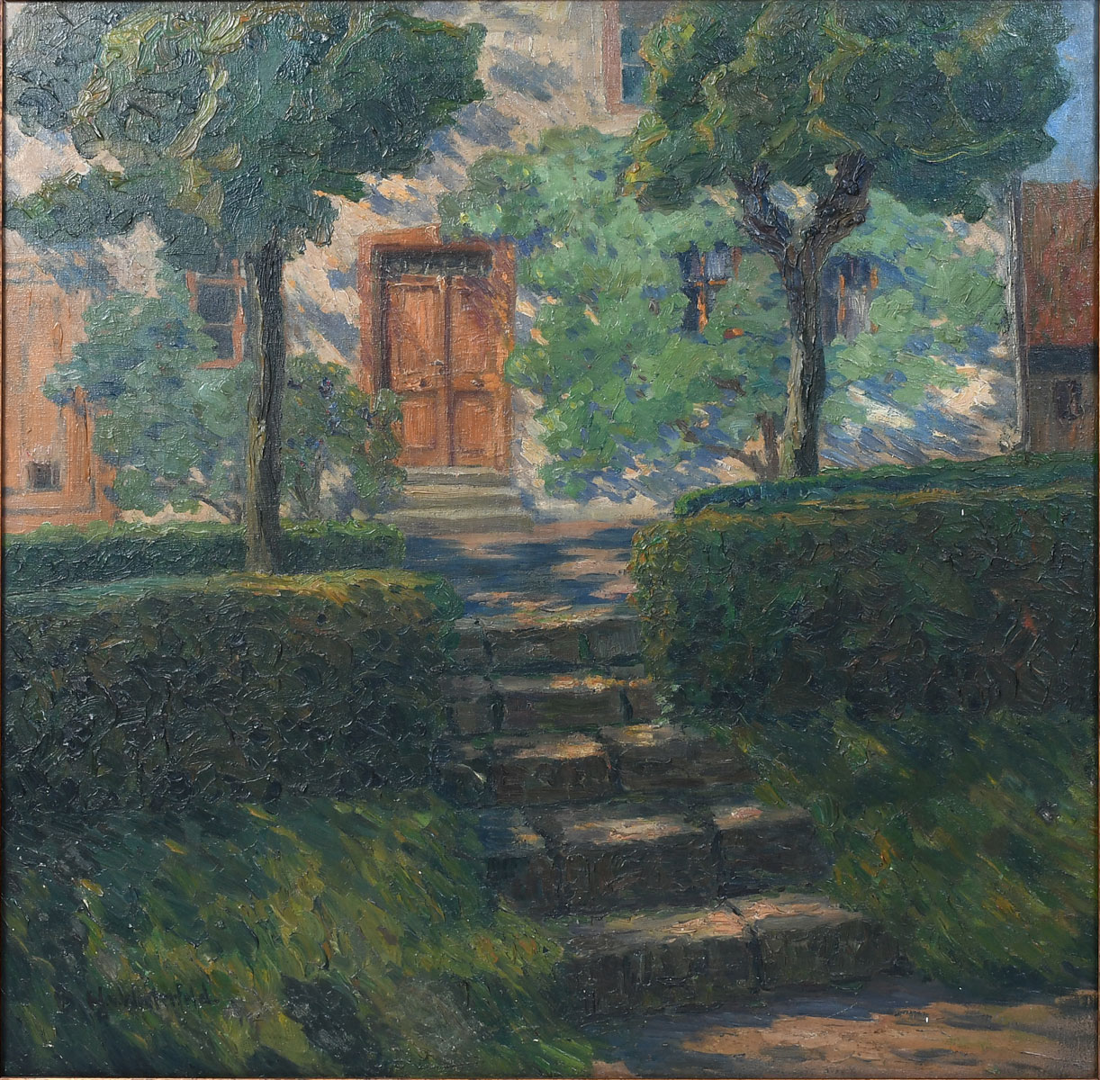 Appraisal: VON WINTERFELD Helene German Scene Depicts the Front Steps of