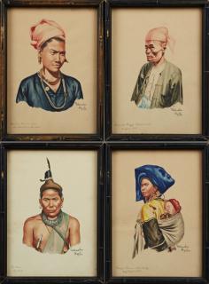 Appraisal: Maung Su Yatanabon - Burmese Burmese Tribal Portraits th c