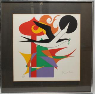 Appraisal: Julio Rosado Puerto Rican Abstract composition with dove serigraph print