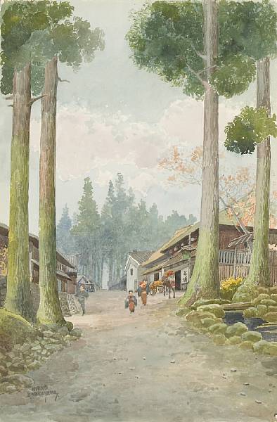 Appraisal: Property of various owners Watercolor on paper depicting a path