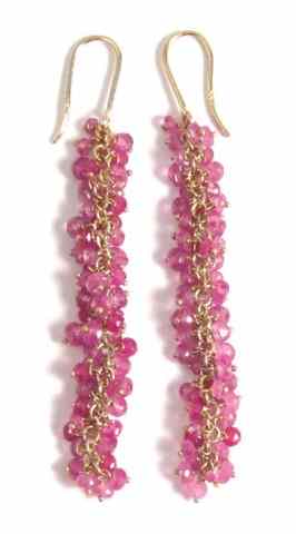 Appraisal: PAIR OF RUBY AND YELLOW GOLD EARRINGS each k gold