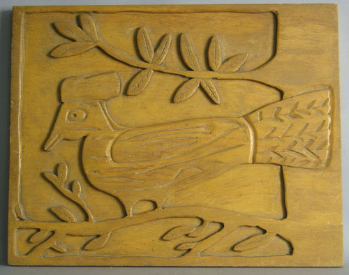 Appraisal: Carved bird plaque x