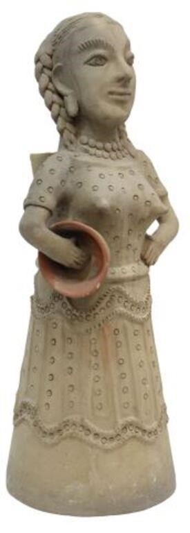 Appraisal: Folk art unglazed terracotta muneca in the manner of Teodora