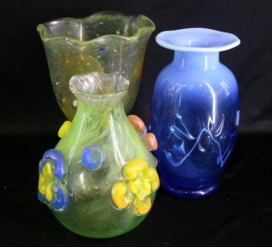 Appraisal: Three Australian art glass vases by Helmut Hiebl each with