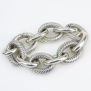 Appraisal: David Yurman Sterling Silver Extra Large Cable Wire Link Bracelet