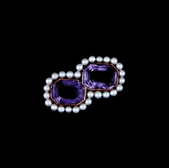 Appraisal: Amethyst and pearl ring circa two amethyst mm x mm