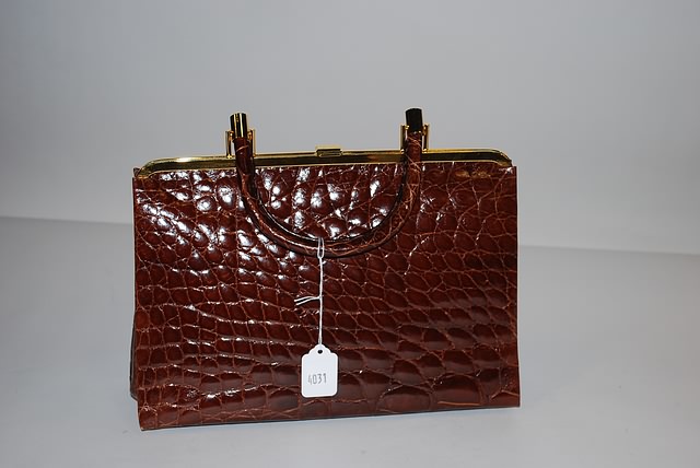 Appraisal: Neiman Marcus Tutti Dell 'Acqua brown alligator purse with handle