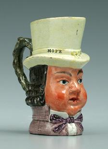 Appraisal: English cream jug pearlware figure of John Liston playing Paul