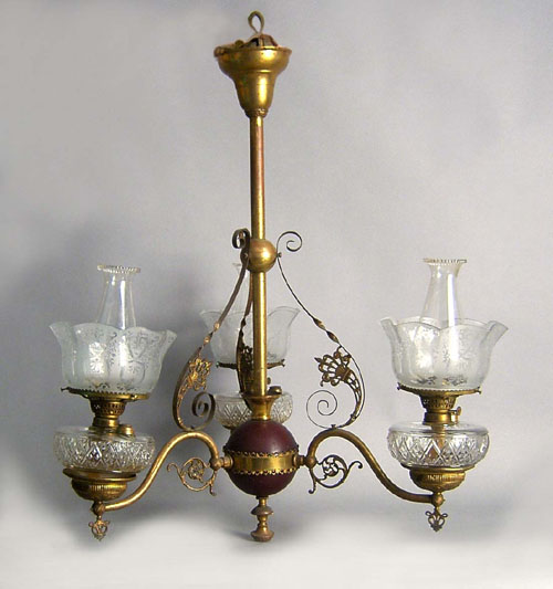 Appraisal: Victorian -arm candelabra with fluid lamps h