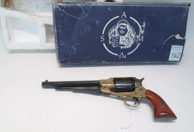 Appraisal: REPRODUCTION PERCUSSION BLACK POWDER REVOLVER caliber blued octagonal barrel brass