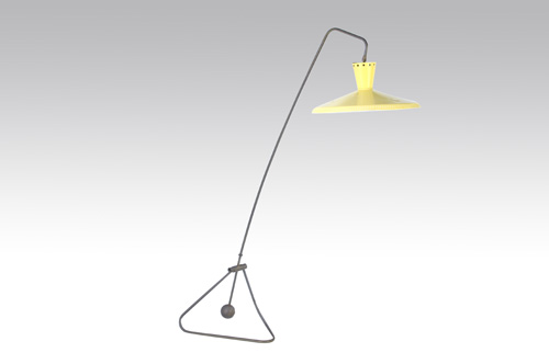 Appraisal: PIERRE GUARICHE Floor lamp with yellow enameled metal shade cantilevered