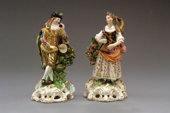 Appraisal: PAIR OF DERBY PORCELAIN FIGURES OF MUSICIANS CIRCA Modelled as