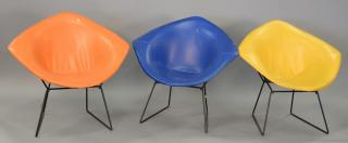 Appraisal: Three Bertoia diamond chairs multi colored vinyl Three Bertoia diamond