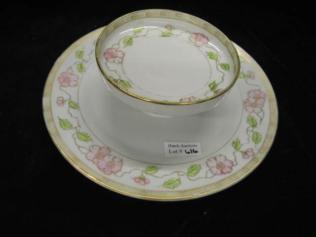 Appraisal: Nippon Porcelain Chip Dip Tray flowering vine gold trim