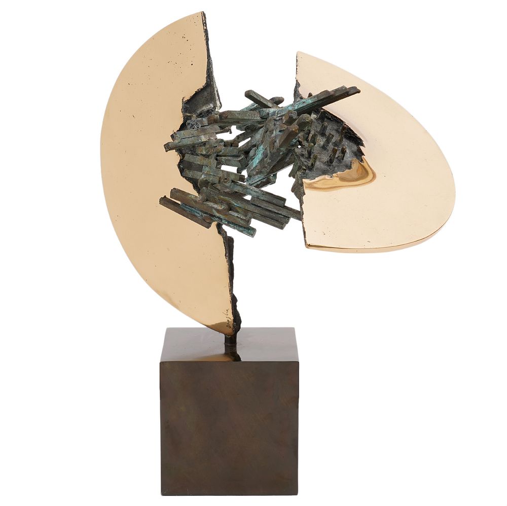 Appraisal: Enrique Broglia Abstract Bronze Signed Sculpture Enrique Broglai Uruguay -