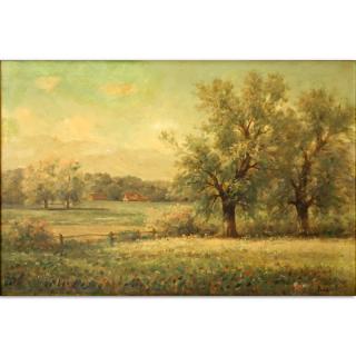 Appraisal: Large American School Oil on Canvas Rural Landscape Large American