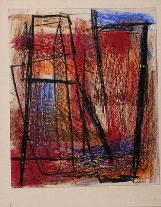 Appraisal: FRED MITCHELL b TWO UNTITLED WORKS C Oil stick on