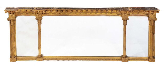 Appraisal: A TH CENTURY GILT THREE PANEL OVERMANTEL WALL MIRROR with