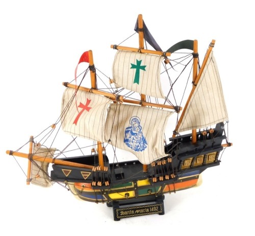 Appraisal: A Santa Maria wooden ship model on stand cm high