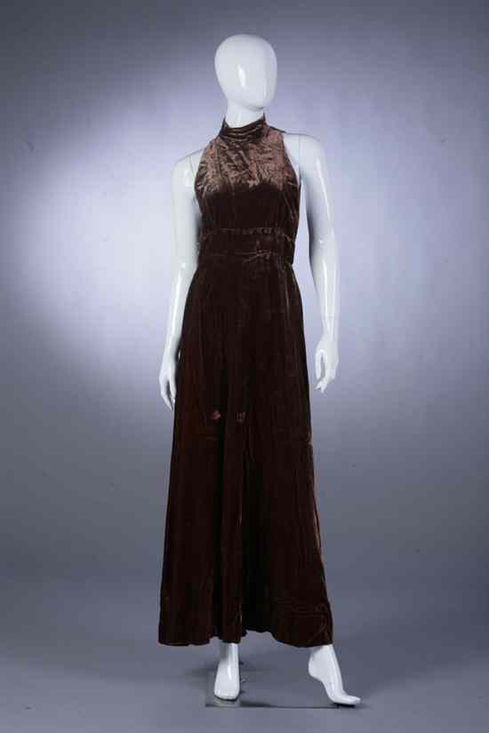 Appraisal: DONALD BROOKS AMBER VELVET HALTER DRESS AND COAT Circa Boutique