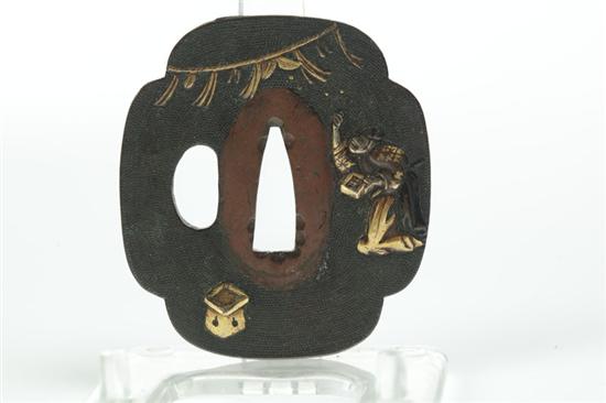 Appraisal: TSUBA Japan th- th century bronze Textured surface with gold