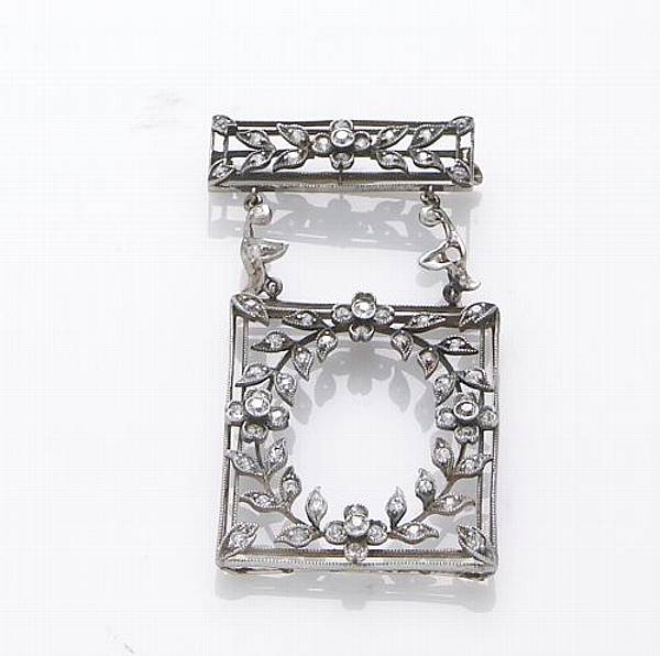 Appraisal: A diamond and platinum brooch circa estimated total diamond weight