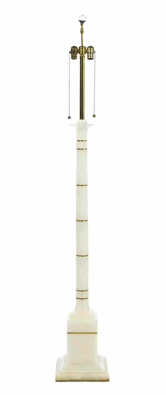 Appraisal: An Onyx and Gilt Metal Floor Lamp modern of columnar