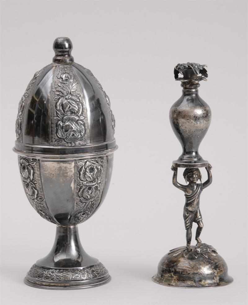 Appraisal: CONTINENTAL SILVER ETROG AND A SILVER STEMMED SCENT BOTTLE The