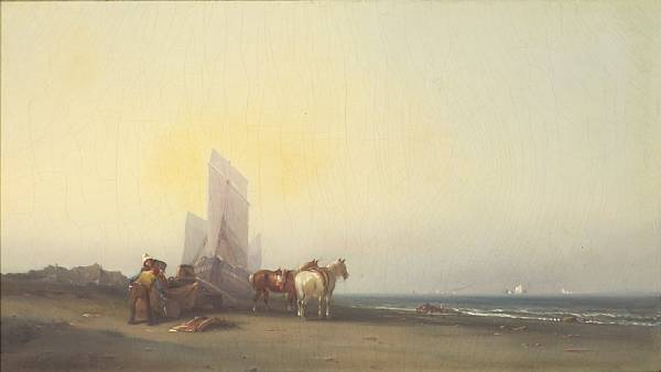 Appraisal: George Washington Nicholson American - A coastal view with figures