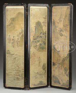 Appraisal: THREE SECTION FLOOR SCREEN Early th century China Each section