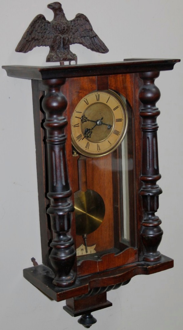 Appraisal: An early thC walnut Vienna style wall clock the cm