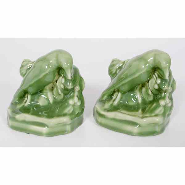 Appraisal: Rookwood Celadon Rook Bookends American a pair of Rook bookends