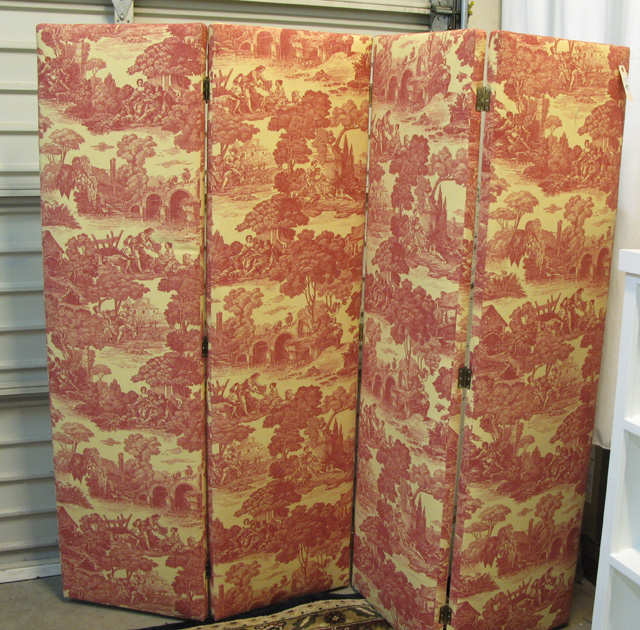 Appraisal: A FOUR-PANEL FLOOR SCREEN American th century having four padded