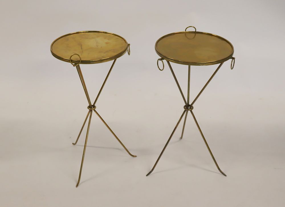 Appraisal: Pair of Brass Tripod Stands In the style of Jean