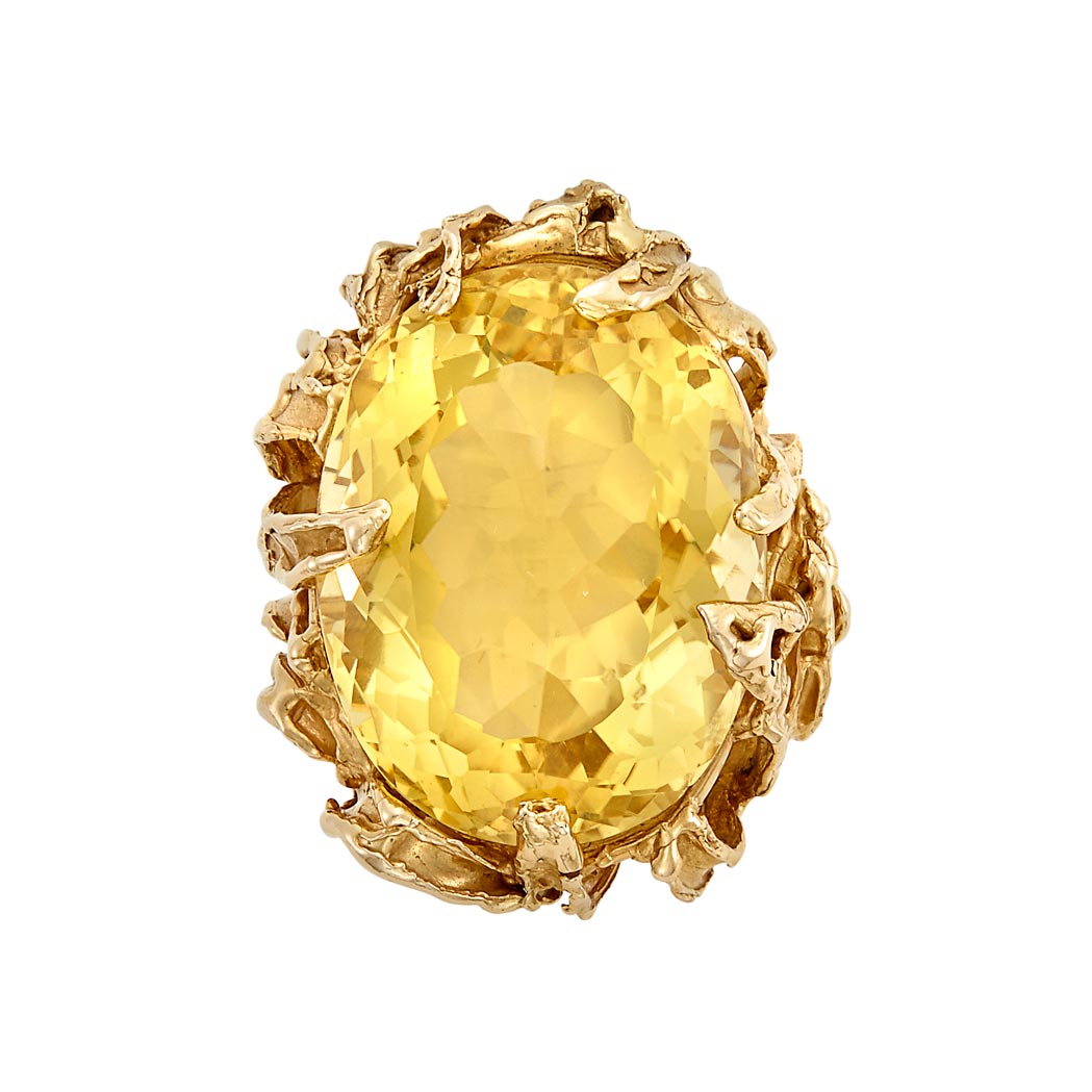 Appraisal: Gold and Citrine Ring kt one oval citrine ap cts