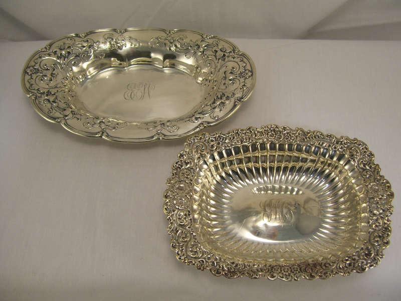 Appraisal: - Whiting Sterling Trays Includes Decorated floral and scrolled edge