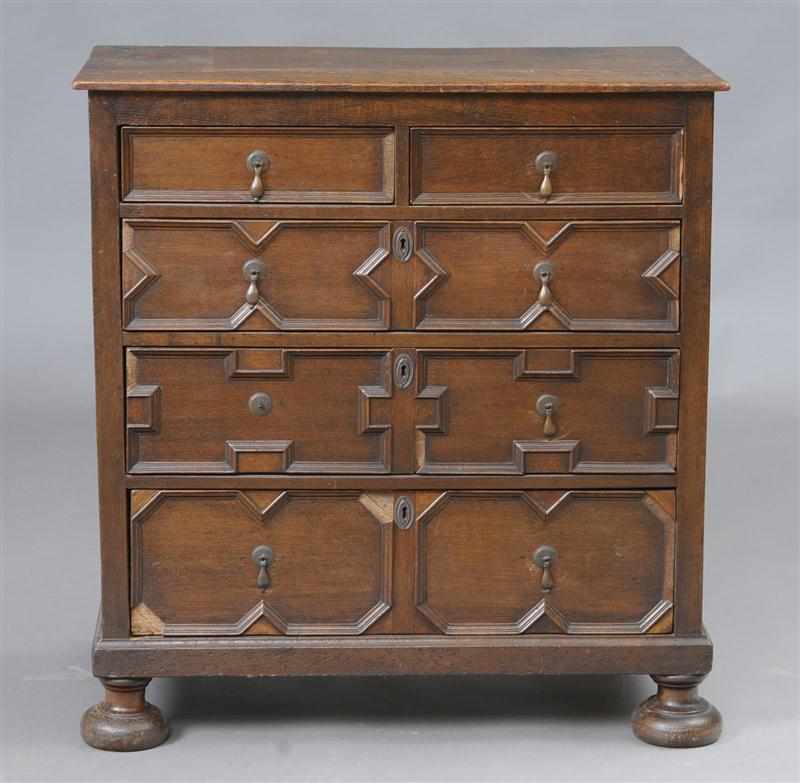 Appraisal: CHARLES II OAK CHEST OF DRAWERS The rectangular top above