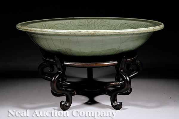 Appraisal: A Large Chinese Celadon Crackle Glazed Longquan Bowl probably Ming