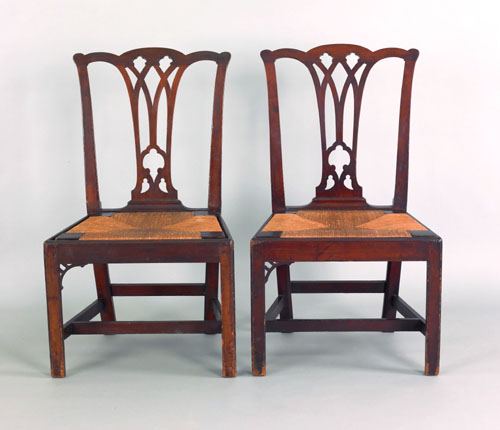 Appraisal: Pair of Pennsylvania Chippendale mahogany dining chairs ca each with