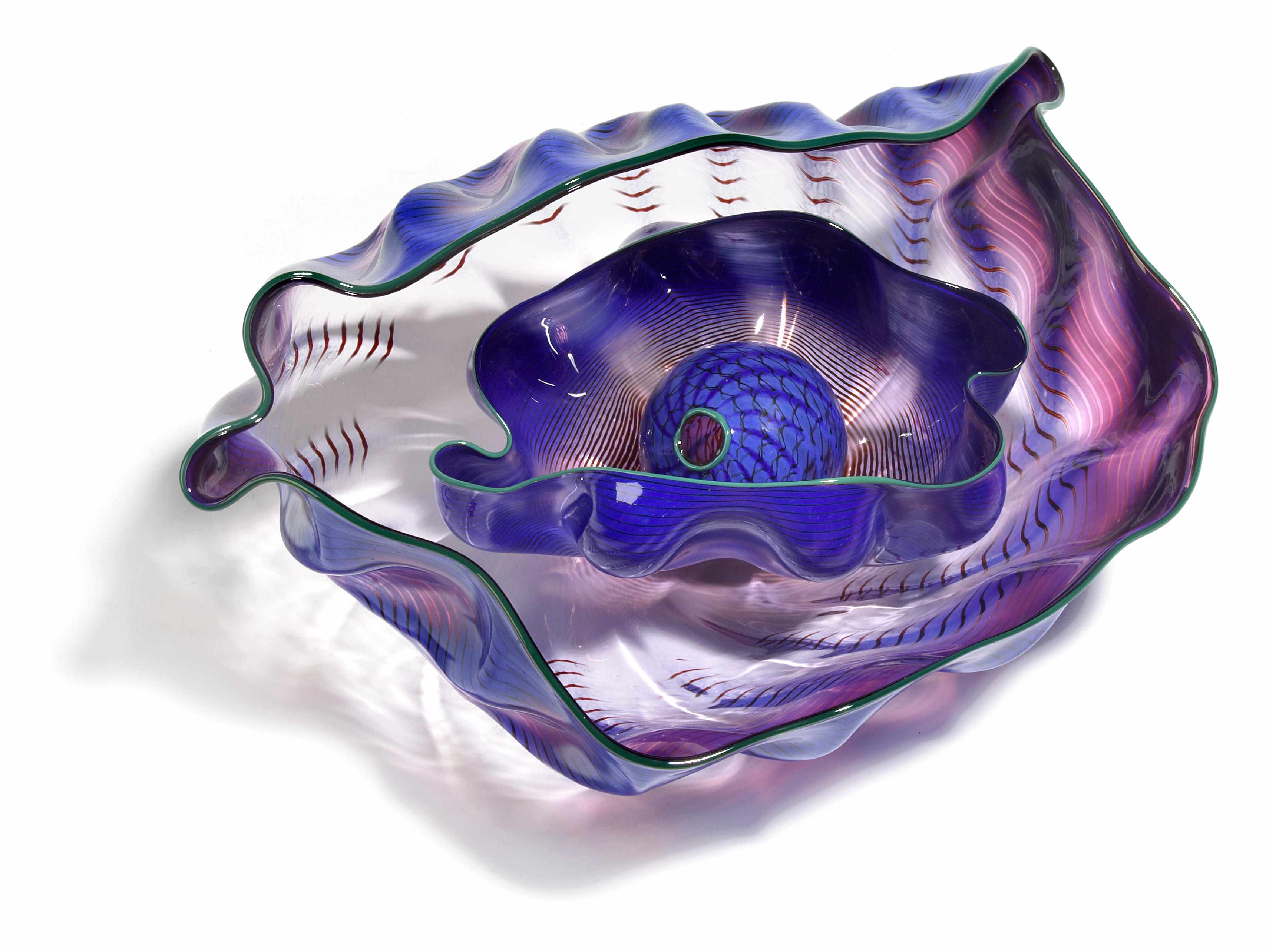 Appraisal: Dale Chihuly American born Three-piece seaform set blown glass with