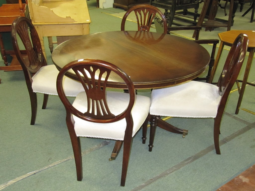 Appraisal: Mahogany circular dining table with four chairs