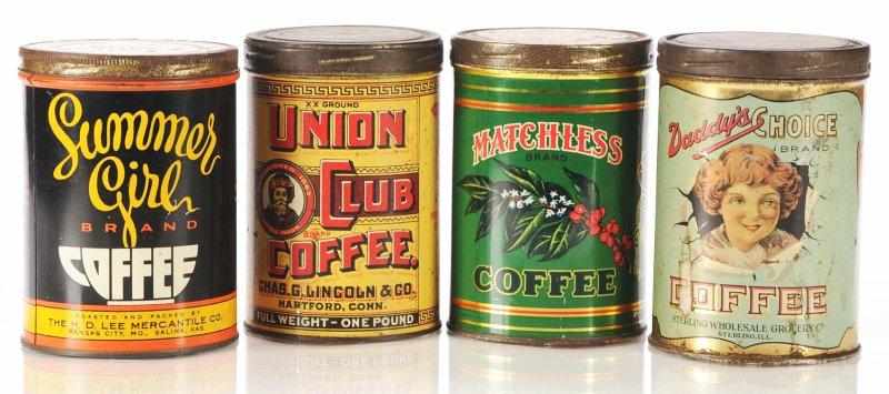 Appraisal: Lot of -Pound Coffee Tins Description Lot includes Summer Girl