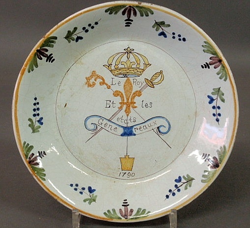 Appraisal: French faience deep dish dated dia