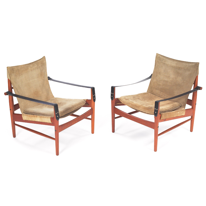 Appraisal: Hans Olsen lounge chairs pair by Viskadalens Mobelindustri Sweden teak