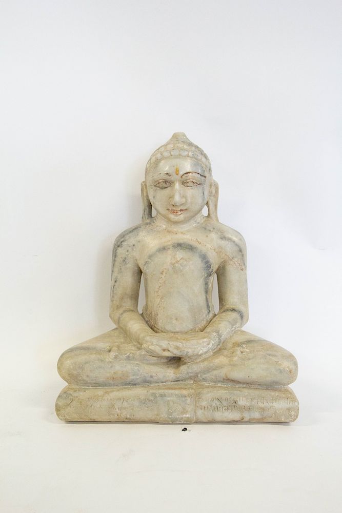 Appraisal: A Marble Figure of Tirthankara Marble with traces of polychrome