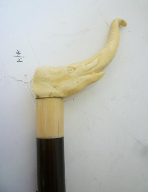 Appraisal: A LATE VICTORIAN WALKING STICK the ivory grip probably African