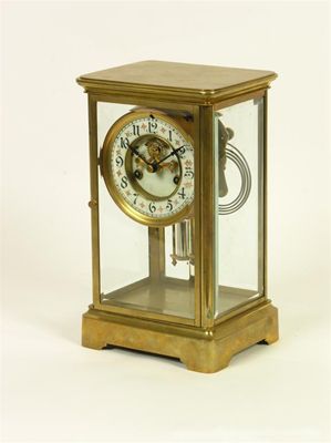 Appraisal: A brass four glass mantel clock striking on a gong