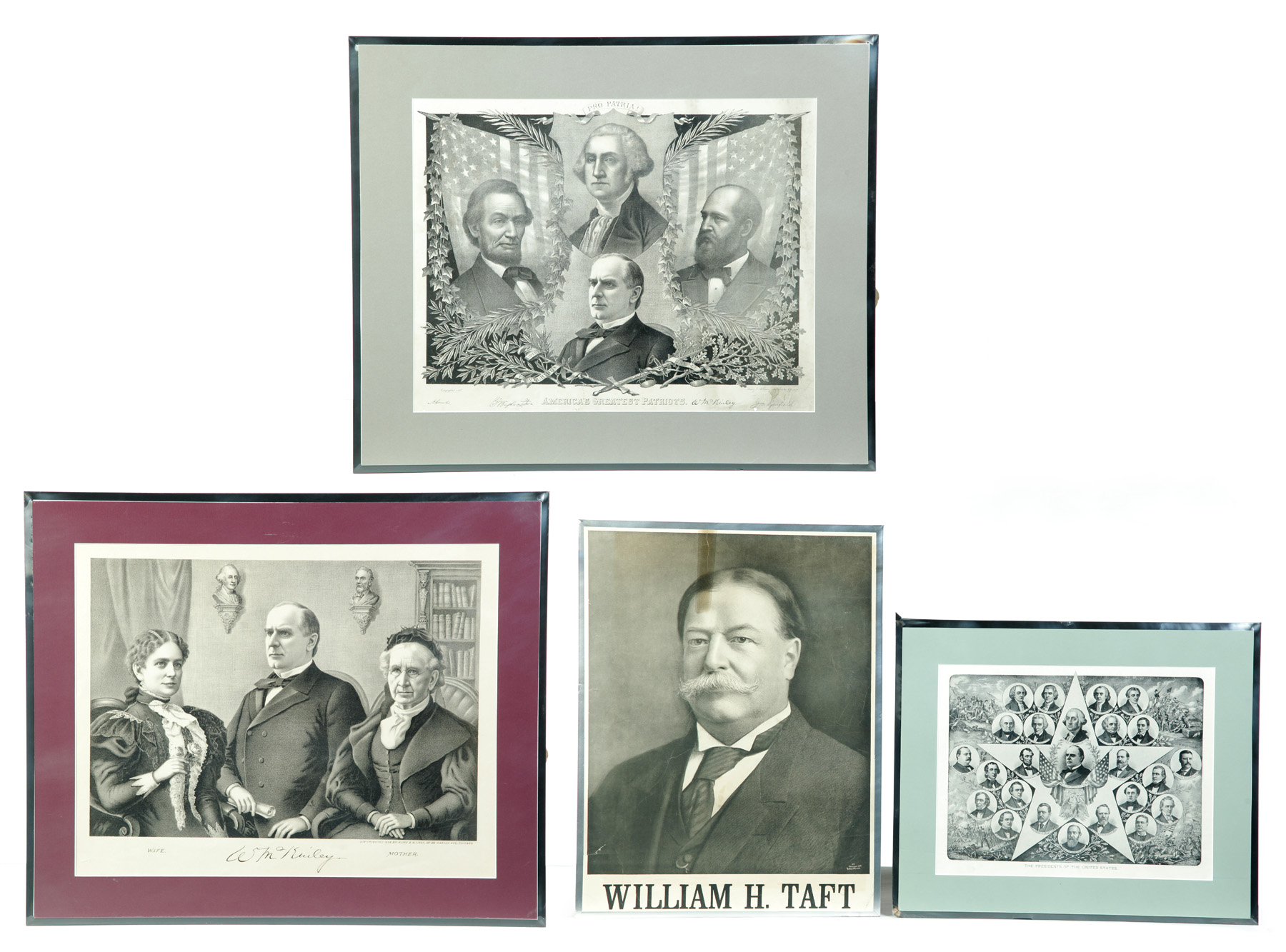 Appraisal: FOUR AMERICAN PRESIDENTIAL FRAMED PRINTS Grouping includes The Presidents of